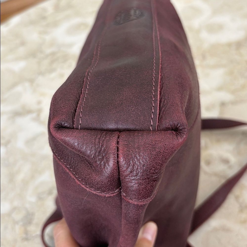 Roots Soft Leather Tote | Burgundy | Dual Handles + Crossbody Strap - Picture 15 of 16